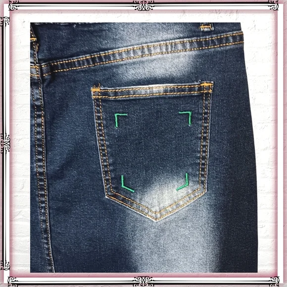 Blue Denim Midi Jean Skirt Size XL - Picture 8 of 9